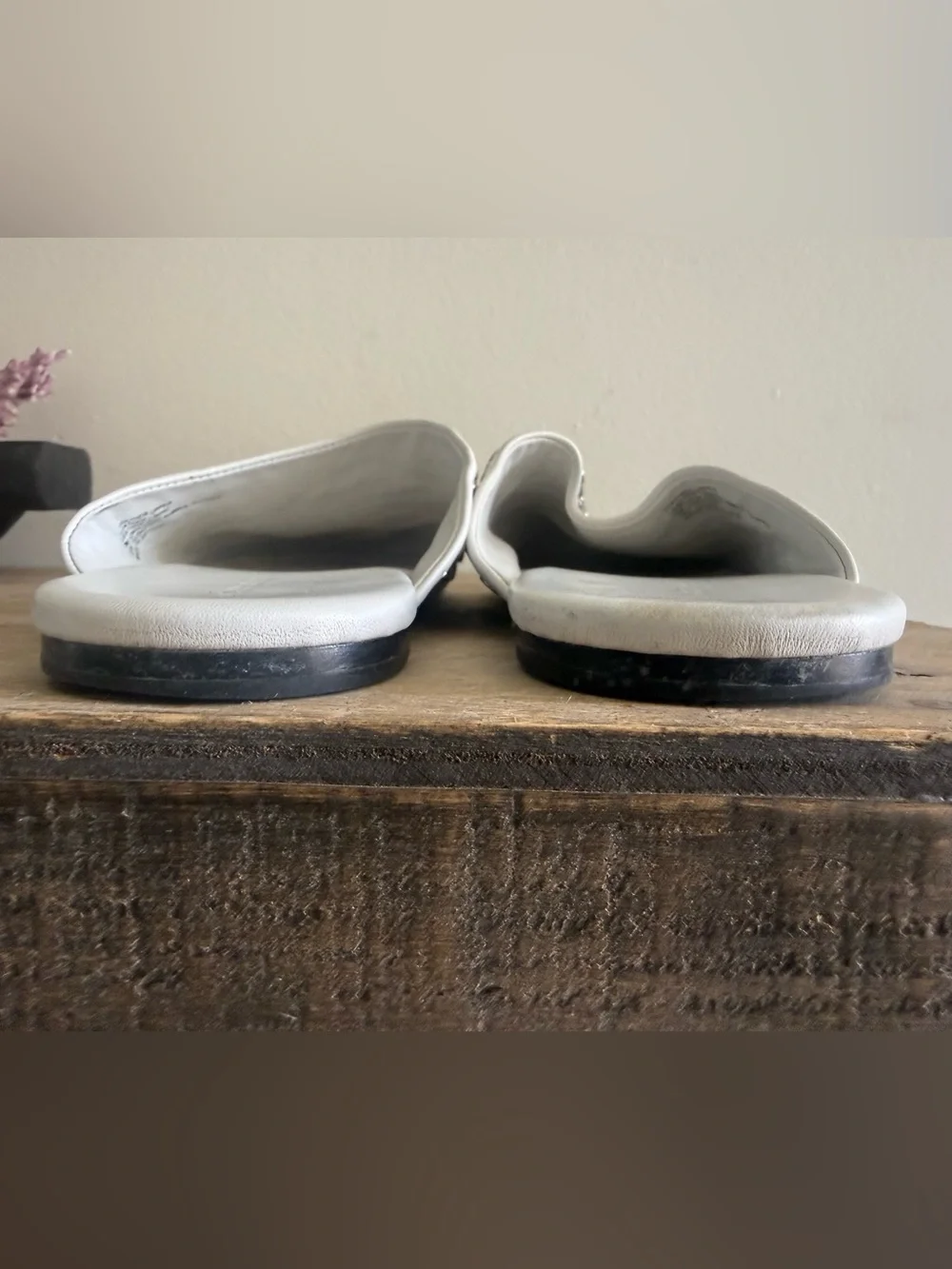 Tory Burch White Studded Slide Mules